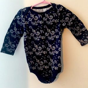 8/15 Navy blue unicorn long sleeve onesie